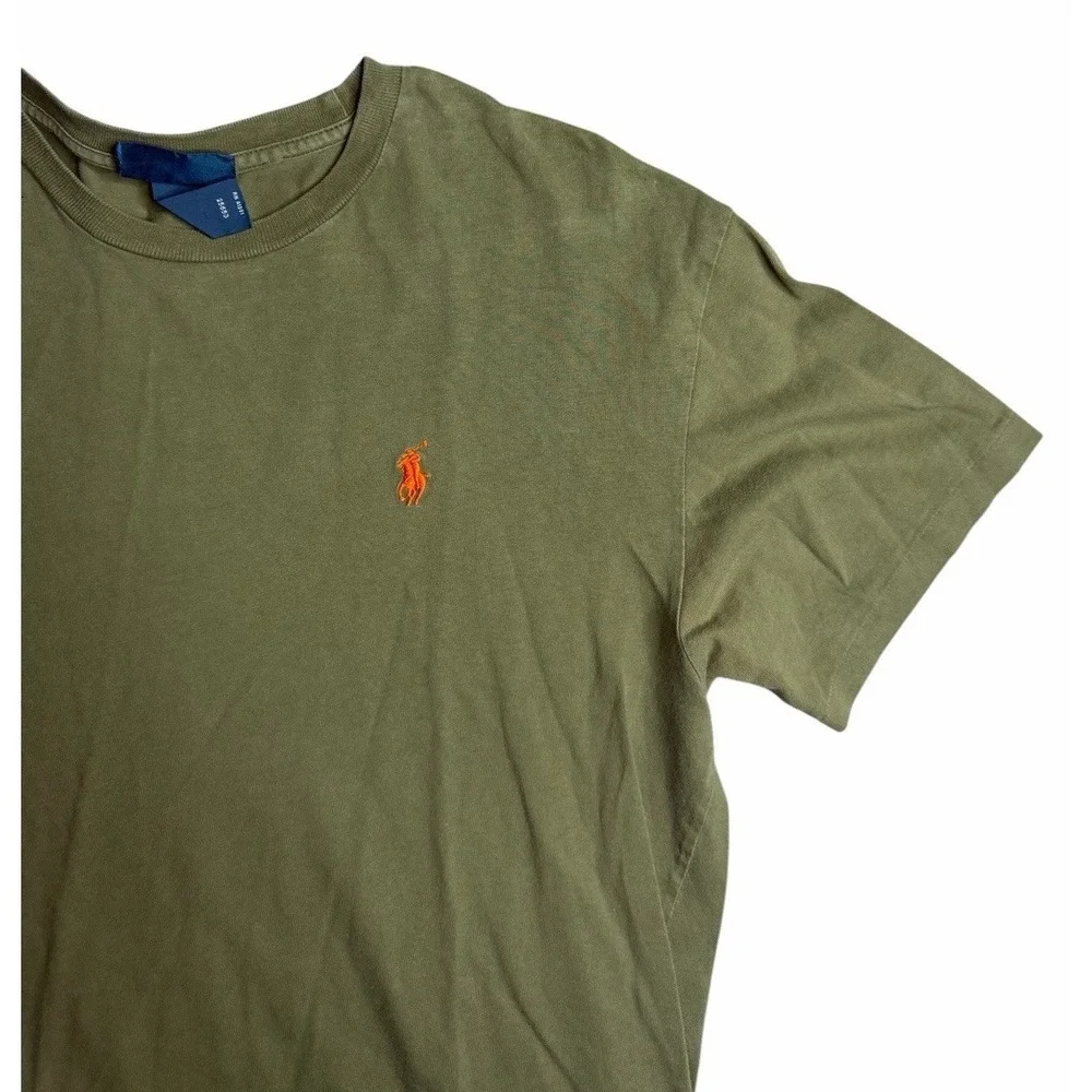 Men/Ralph Lauren‎ Polo/Crew Neck T-Shirt/Olive Green w/Orange Pony/small